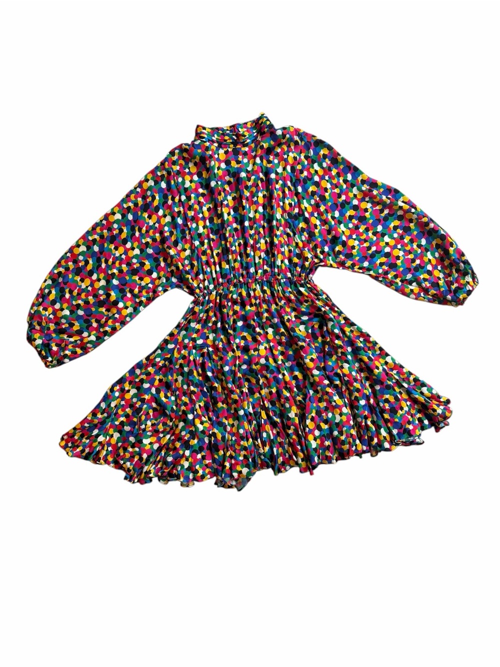 Rhode Caroline Micro Confetti Polka Dot Long Balloon Sleeve Mini Dress
